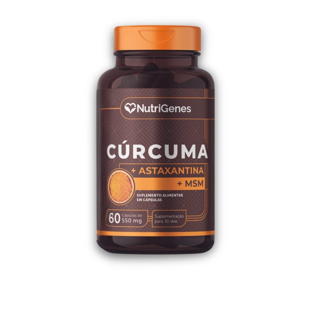Cúrcuma + Astaxantina + MSM NutriGenes 60 cápsulas - bem-estar articular e protecção antioxidante